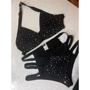 Fashion Nova icy girl Sparkly Black Swimsuit - Size Large - Excellent